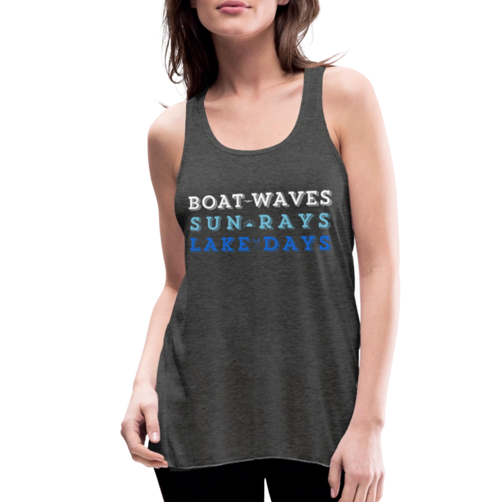 Boat Waves, Sun Rays, Lake Days Women's Flowy Tank - deep heather