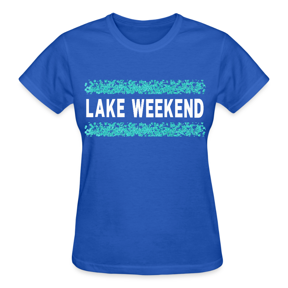 Lake Weekend Bubble Stripe Tee - Ladies Fit - royal blue