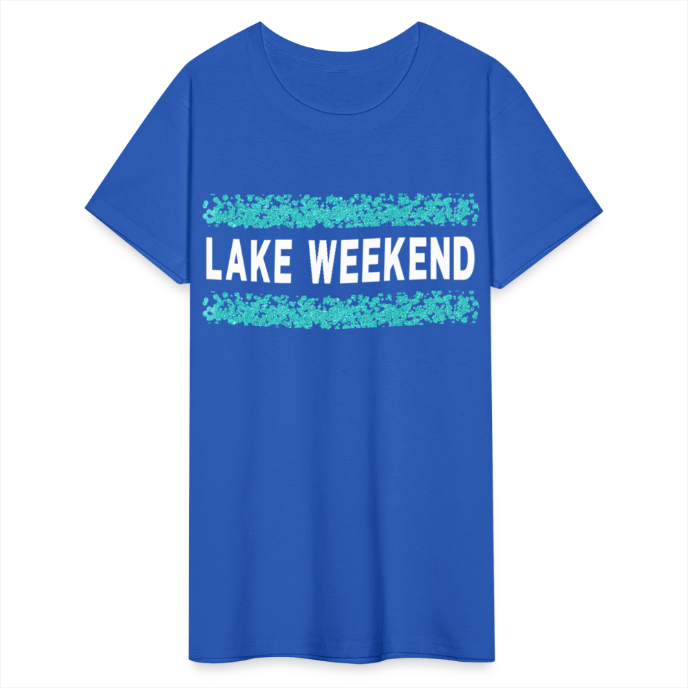 Lake Weekend Bubble Stripe Tee - Ladies Fit - royal blue