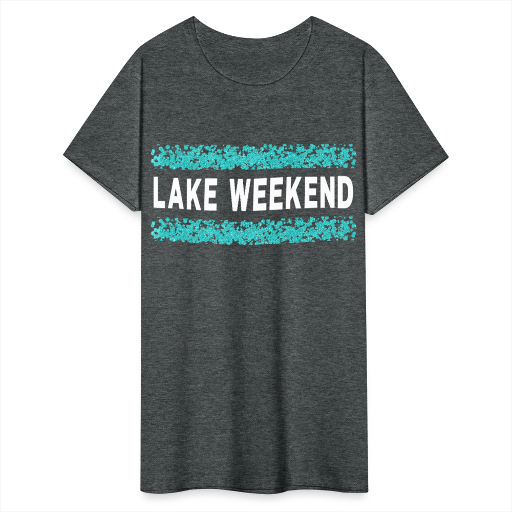 Lake Weekend Bubble Stripe Tee - Ladies Fit - deep heather