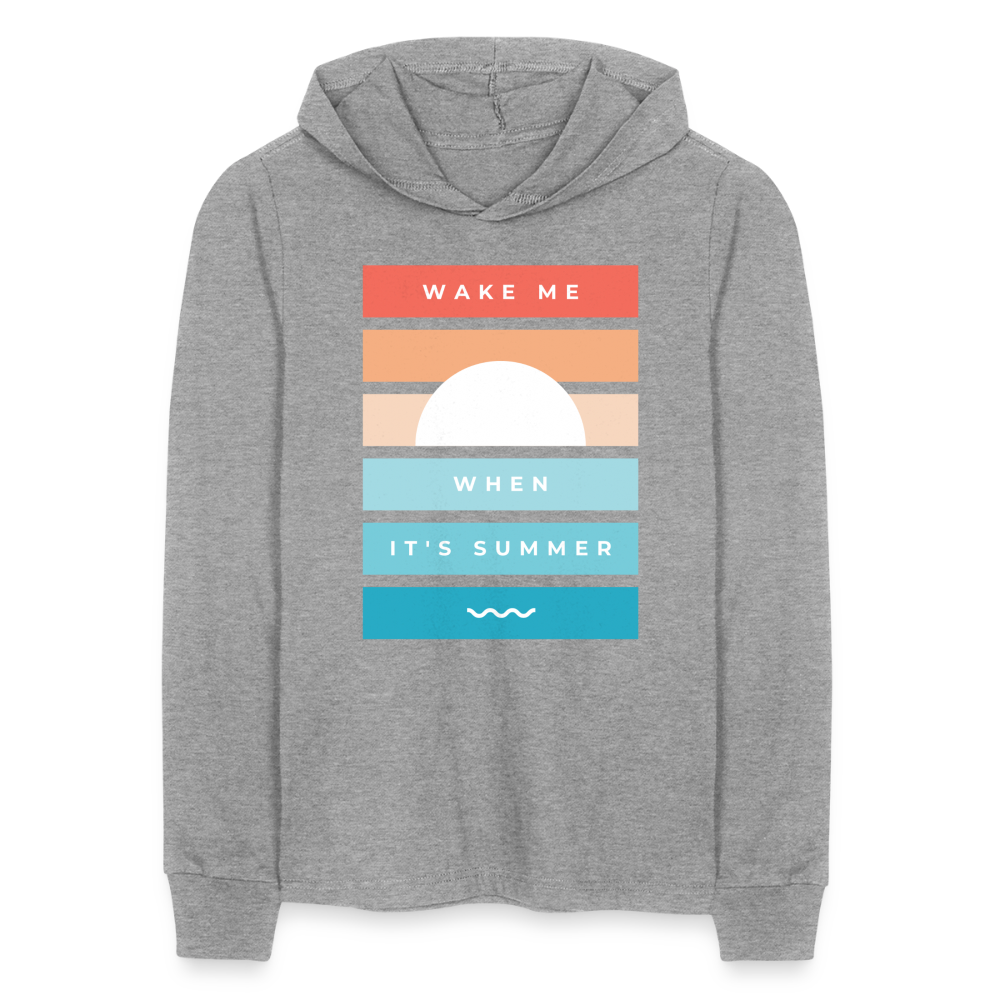 Wake Me When Its Summer Lightweight Hooded T-Shirt - heather grey
