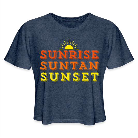 Sunrise Suntan Sunset Women's Crop Tee - heather navy