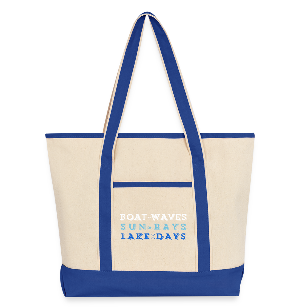 Boat Waves, Sun Rays, Lake Days Heavy Canvas Tote - natural/royal