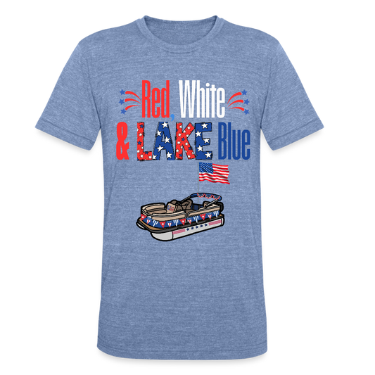 Red, White & Lake Blue – Unisex Patriotic Tee - heather blue