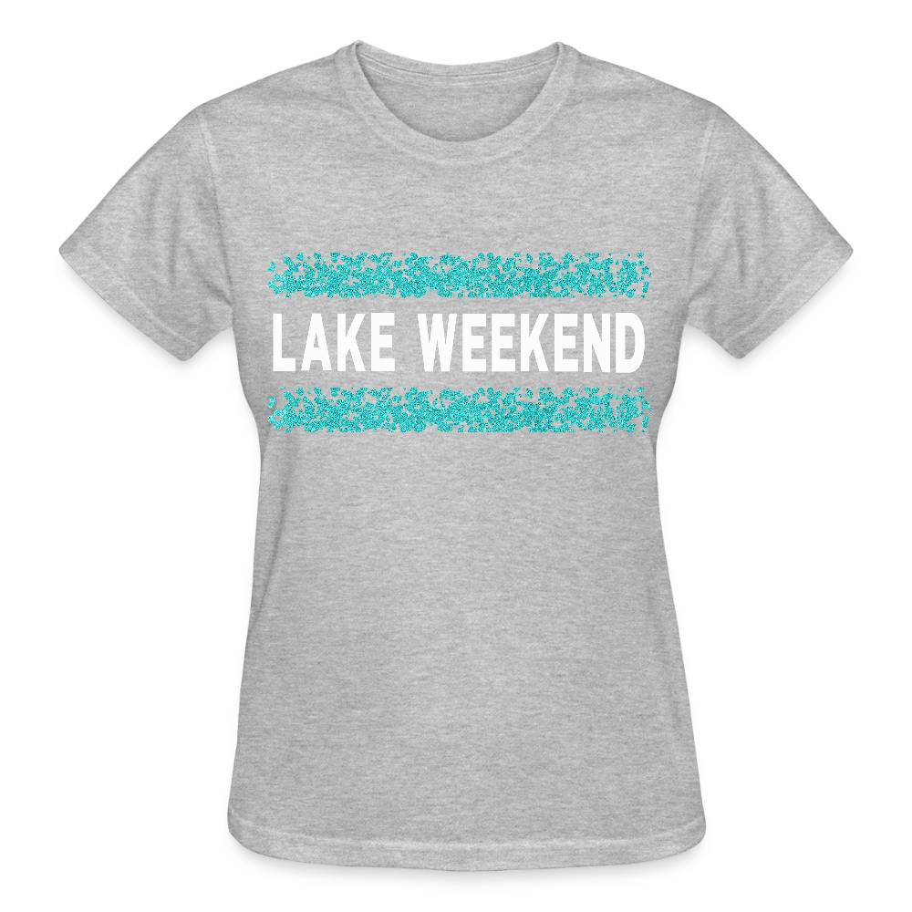 Lake Weekend Bubble Stripe Tee - Ladies Fit - heather gray