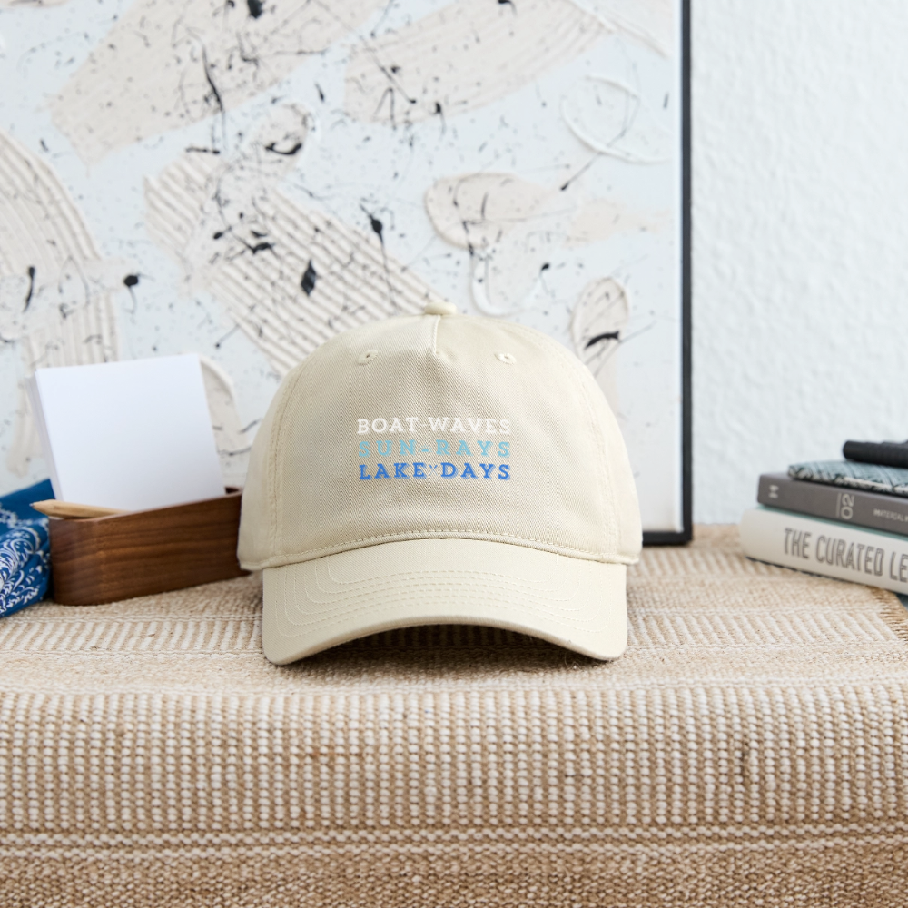 Boat Waves, Sun Rays, Lake Days Organic Snapback Ball Cap - khaki