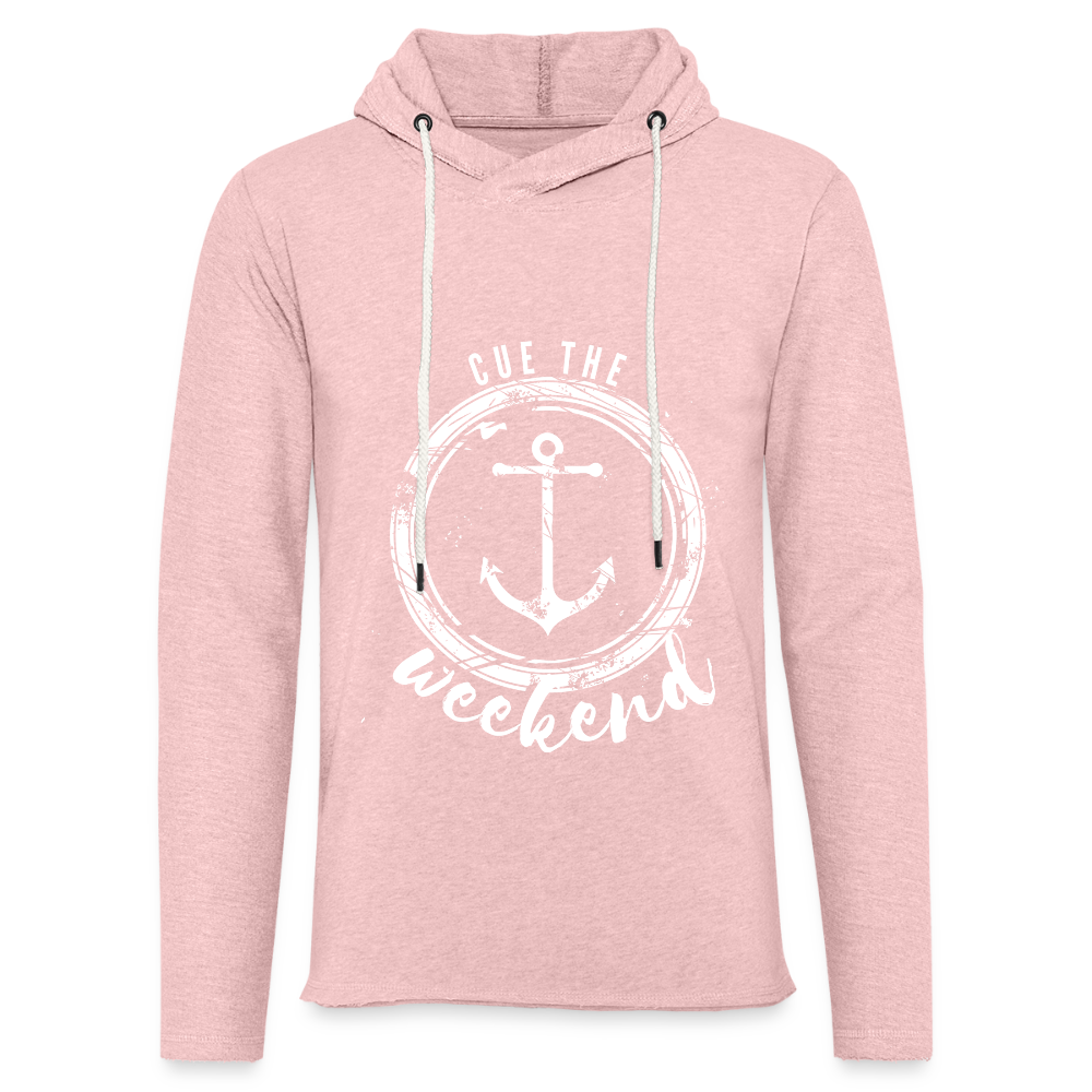 Cue the Weekend Unisex Lightweight Terry Hoodie - cream heather pink