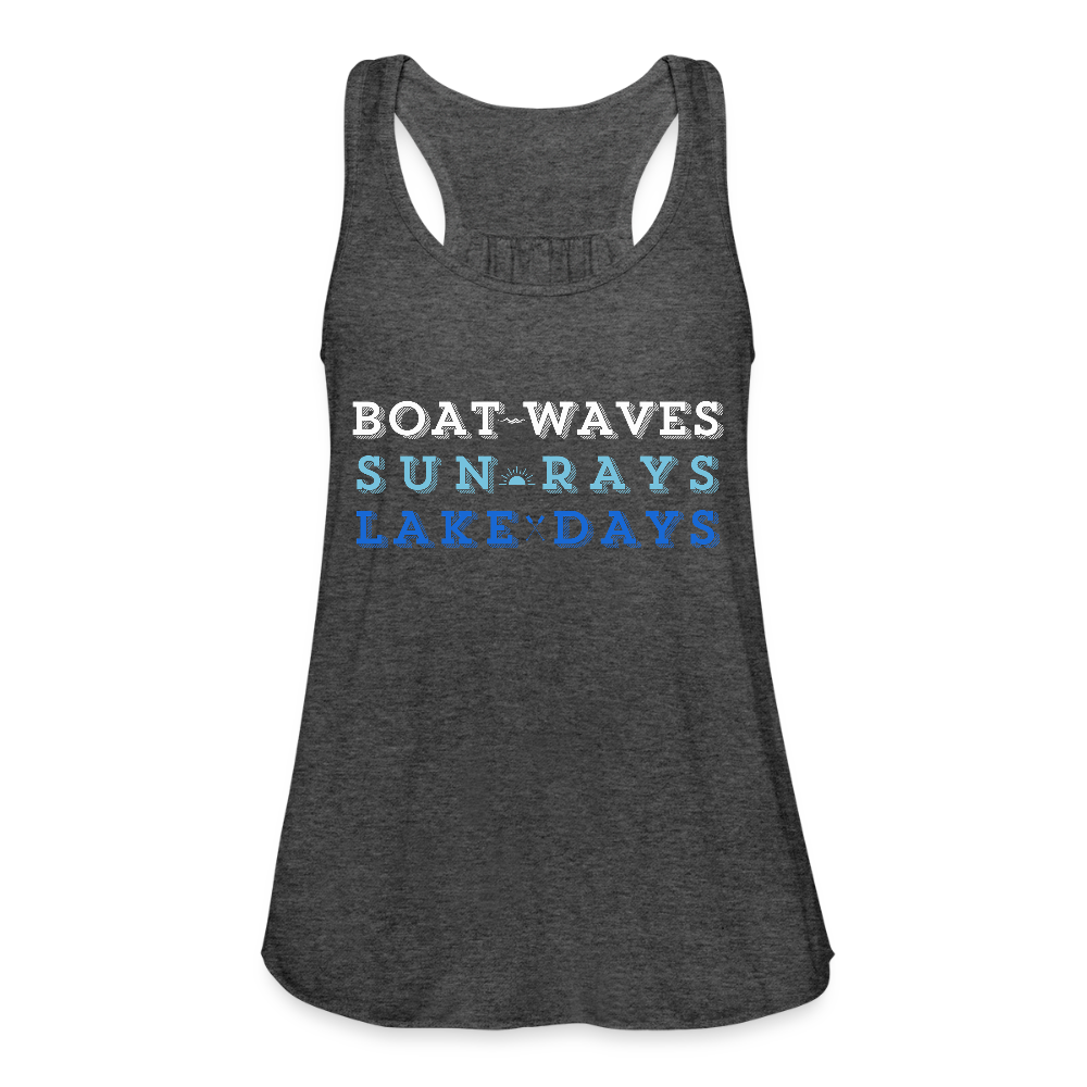Boat Waves, Sun Rays, Lake Days Women's Flowy Tank - deep heather