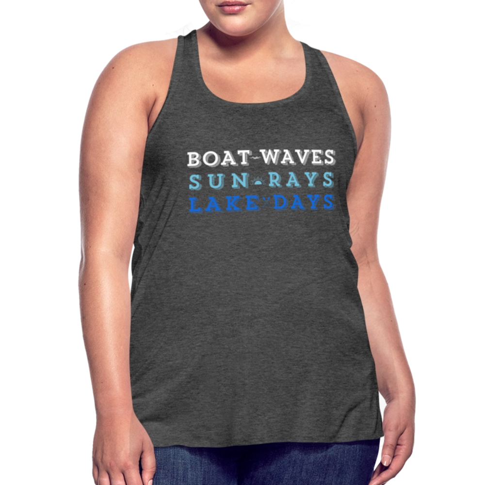 Boat Waves, Sun Rays, Lake Days Women's Flowy Tank - deep heather
