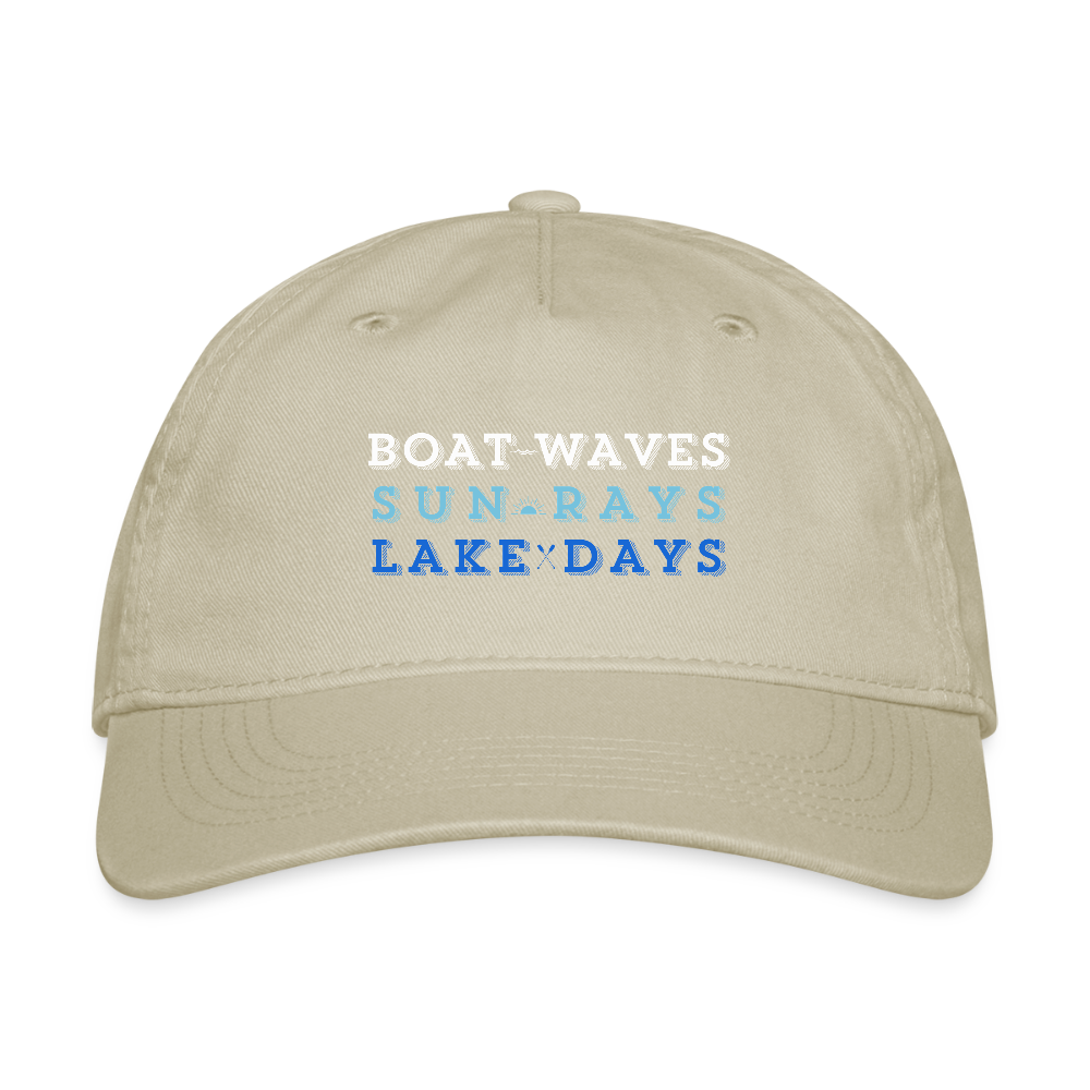 Boat Waves, Sun Rays, Lake Days Organic Snapback Ball Cap - khaki