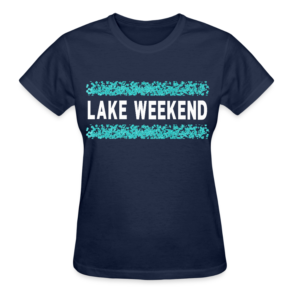 Lake Weekend Bubble Stripe Tee - Ladies Fit - navy