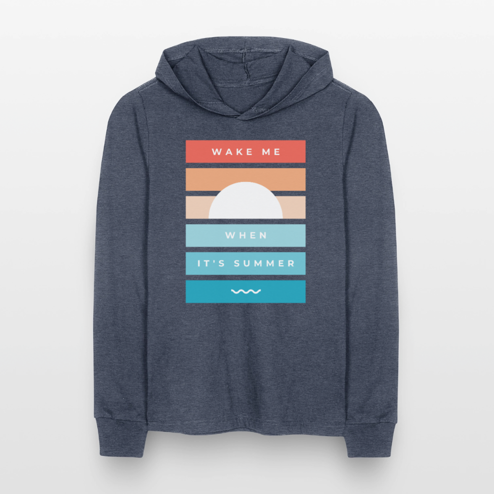 Wake Me When Its Summer Lightweight Hooded T-Shirt - heather navy