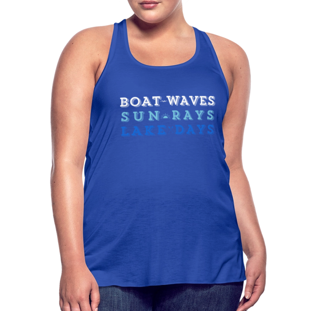 Boat Waves, Sun Rays, Lake Days Women's Flowy Tank - royal blue