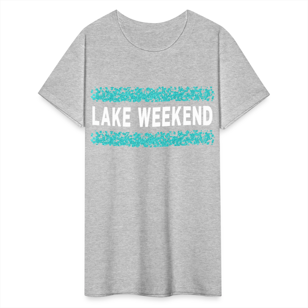 Lake Weekend Bubble Stripe Tee - Ladies Fit - heather gray
