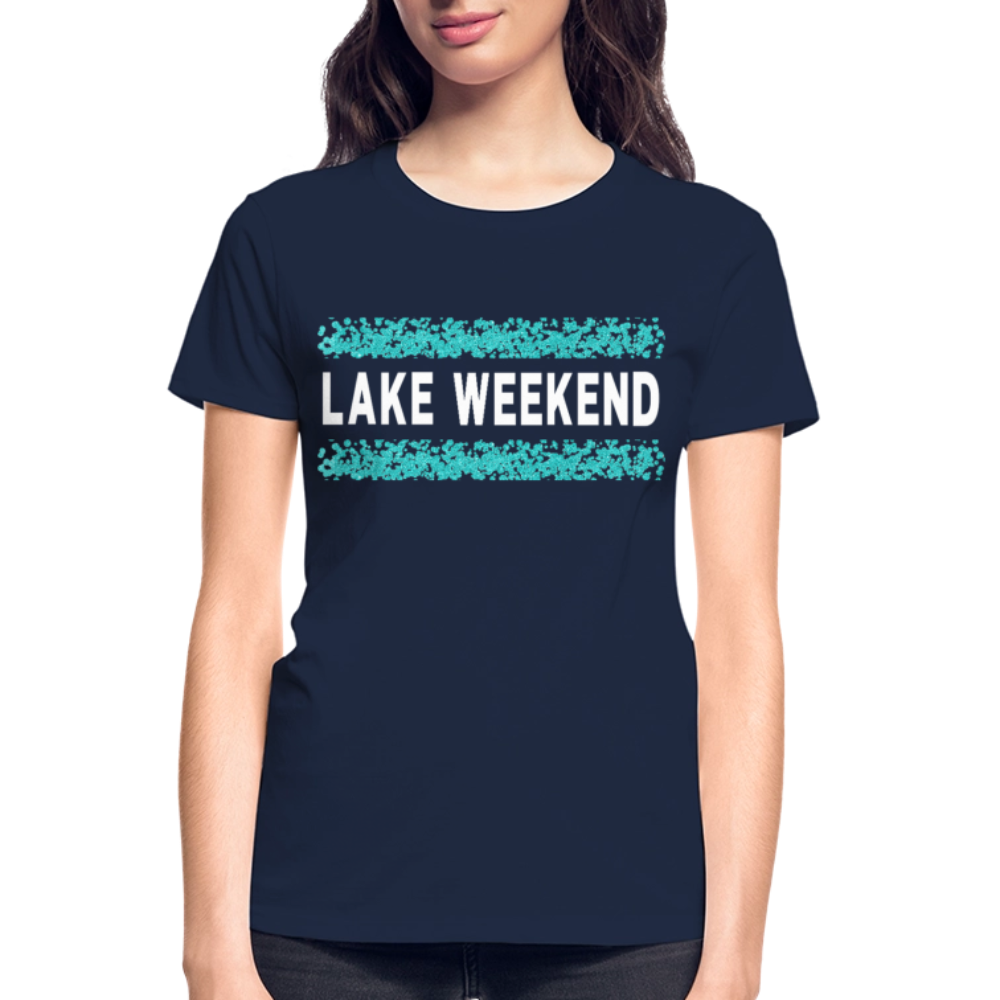 Lake Weekend Bubble Stripe Tee - Ladies Fit - navy