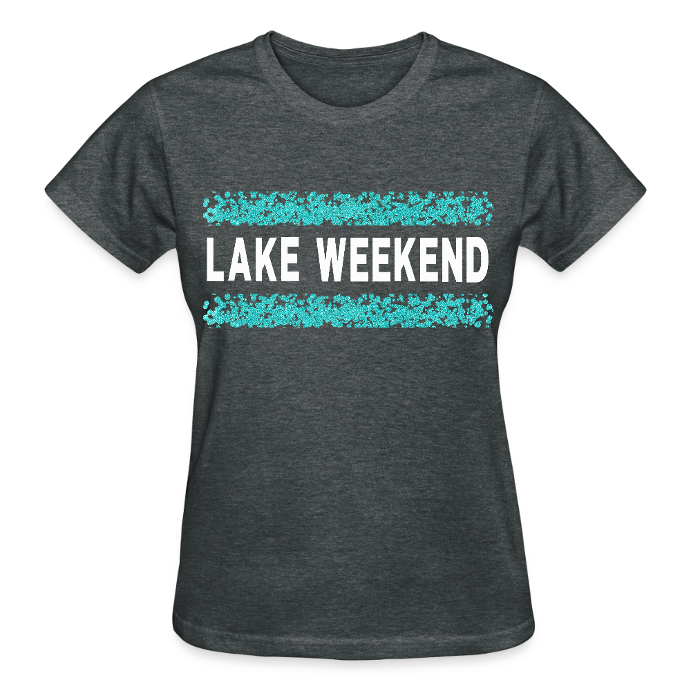 Lake Weekend Bubble Stripe Tee - Ladies Fit - deep heather