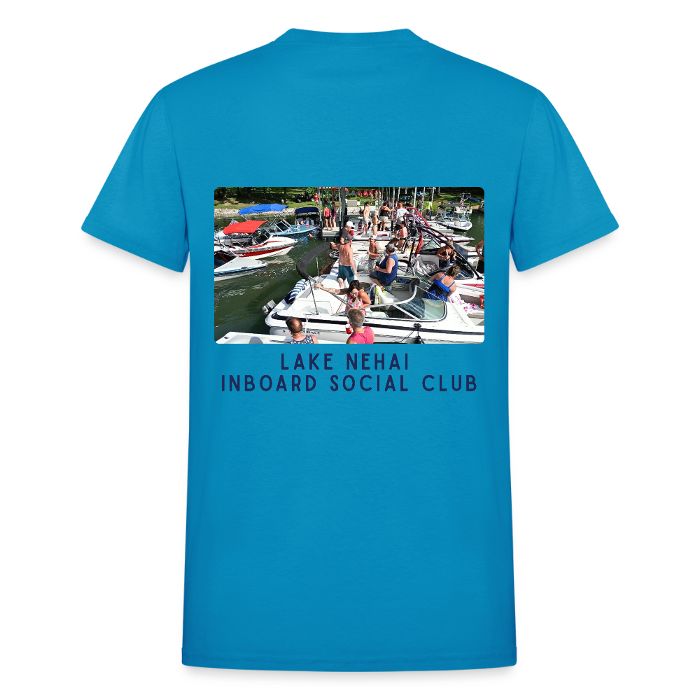 Lake Nehai Inboard Social Club T-Shirt - Unisex Sizing - turquoise