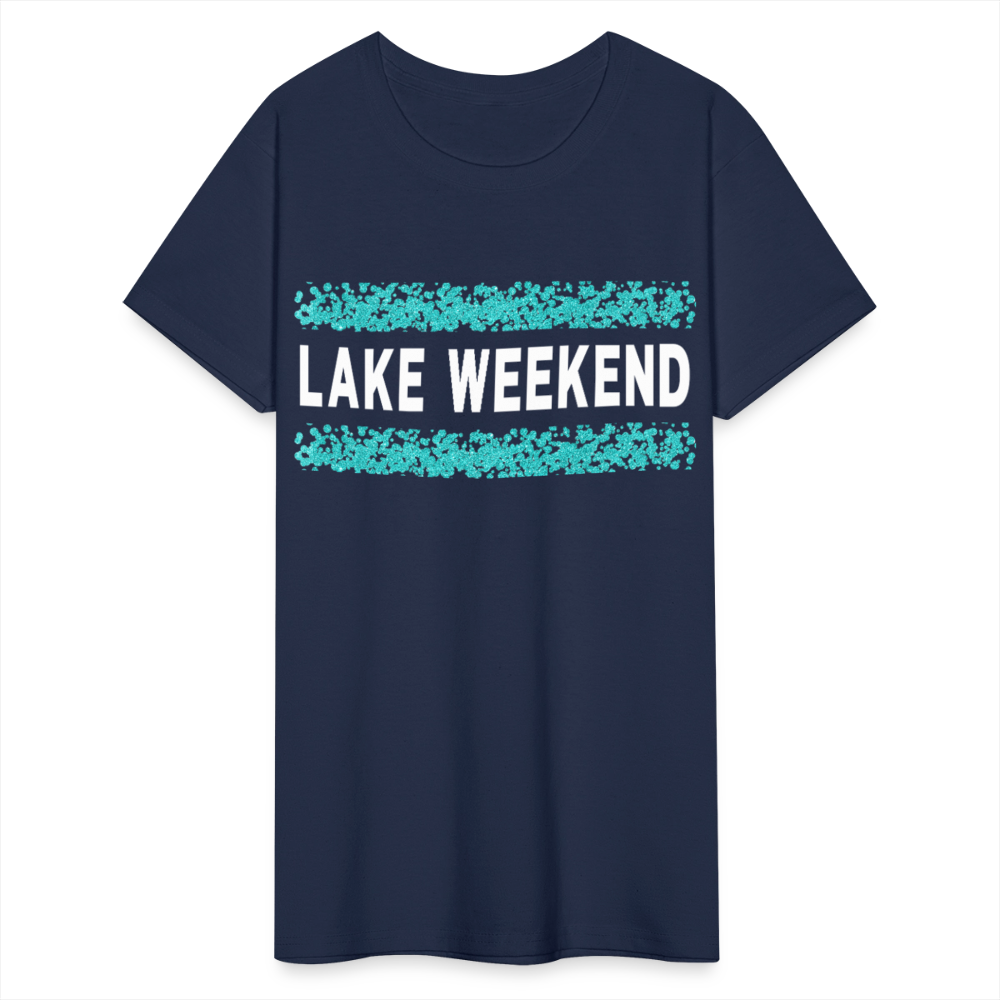 Lake Weekend Bubble Stripe Tee - Ladies Fit - navy
