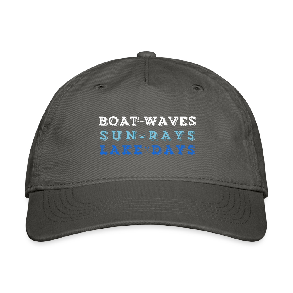 Boat Waves, Sun Rays, Lake Days Organic Snapback Ball Cap - charcoal