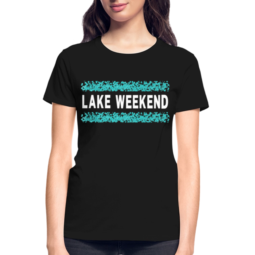 Lake Weekend Bubble Stripe Tee - Ladies Fit - black