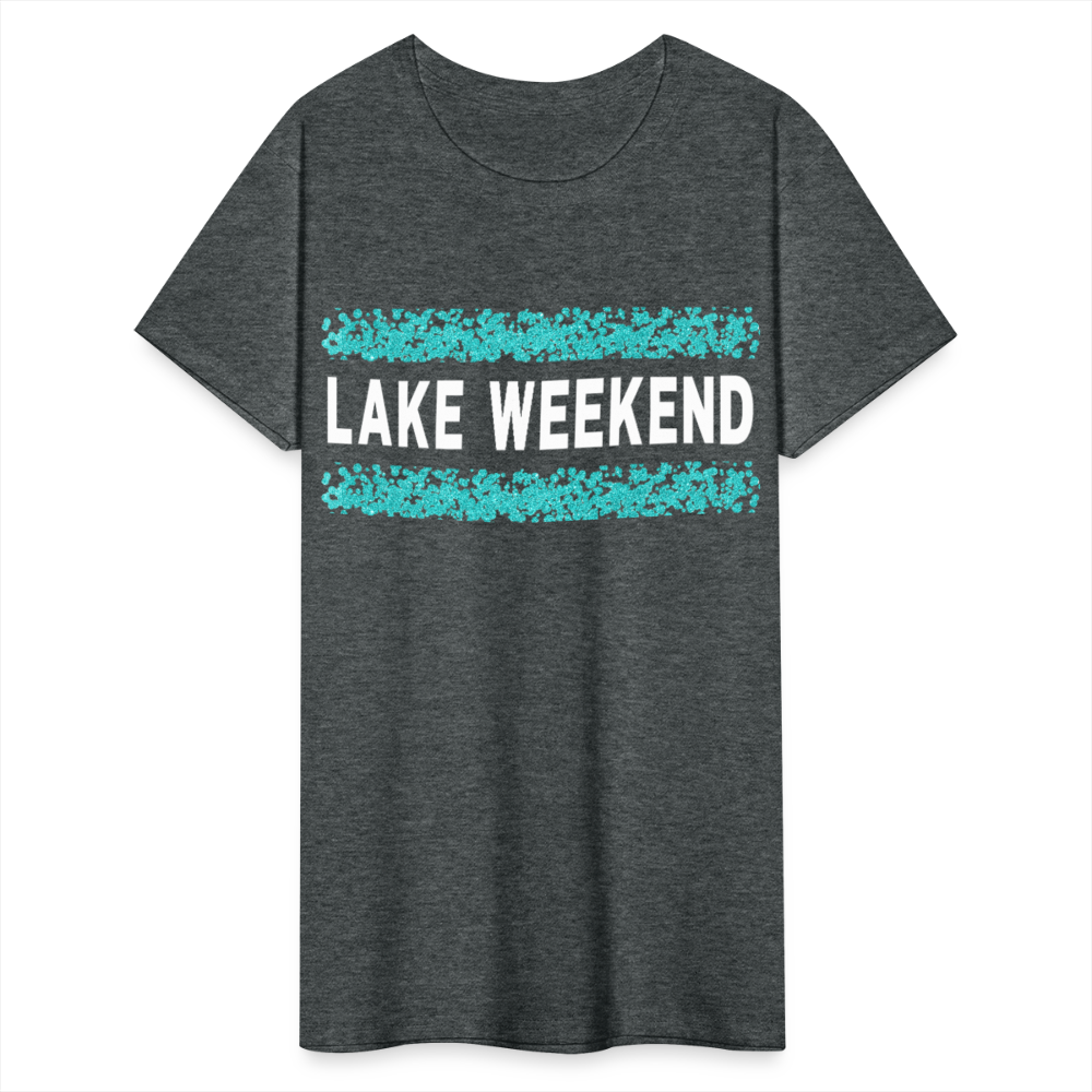 Lake Weekend Bubble Stripe Tee - Ladies Fit - deep heather