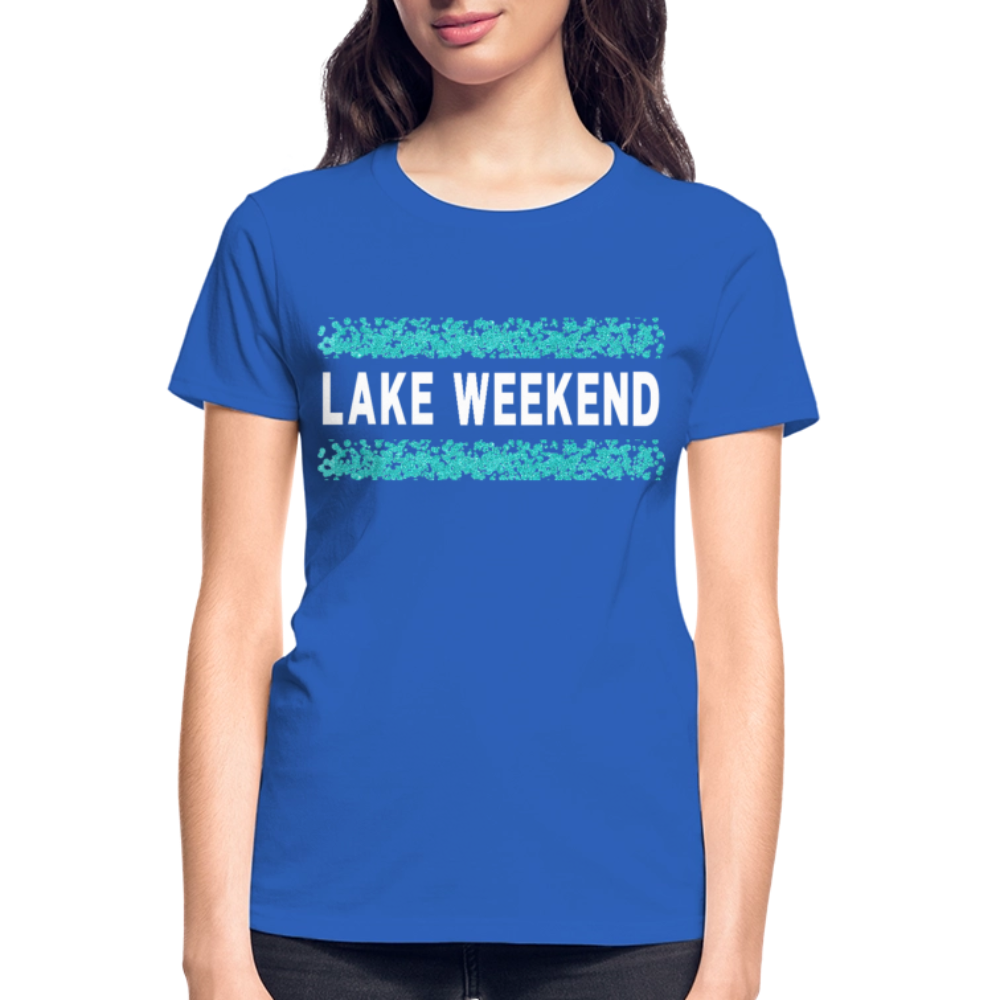 Lake Weekend Bubble Stripe Tee - Ladies Fit - royal blue