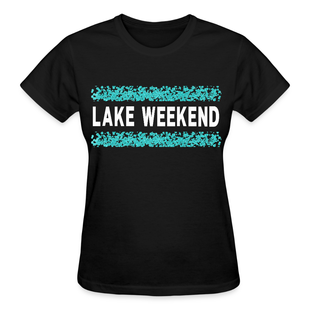 Lake Weekend Bubble Stripe Tee - Ladies Fit - black