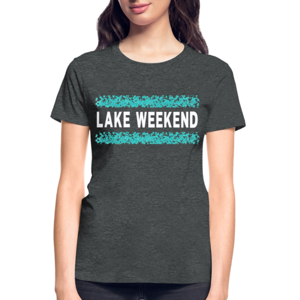 Lake Weekend Bubble Stripe Tee - Ladies Fit - deep heather