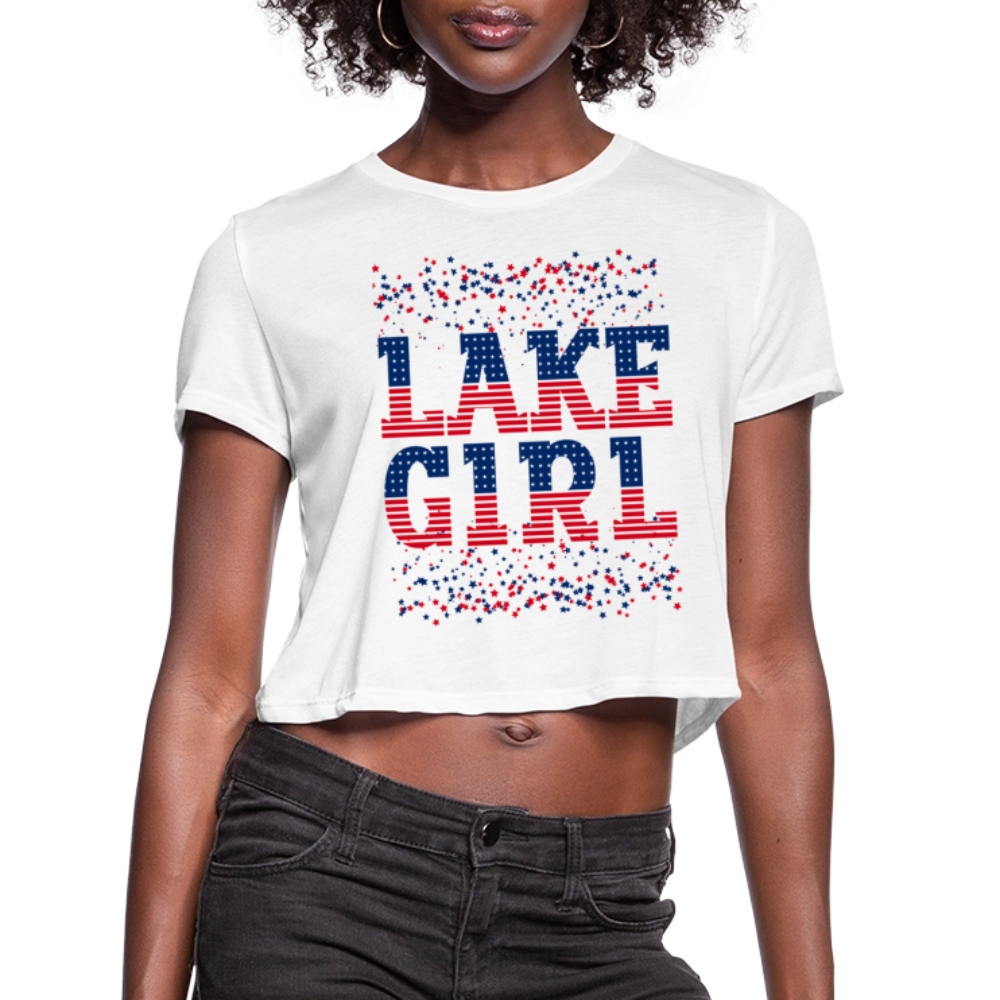 Lake Girl – Women’s Patriotic Crop Tee - white