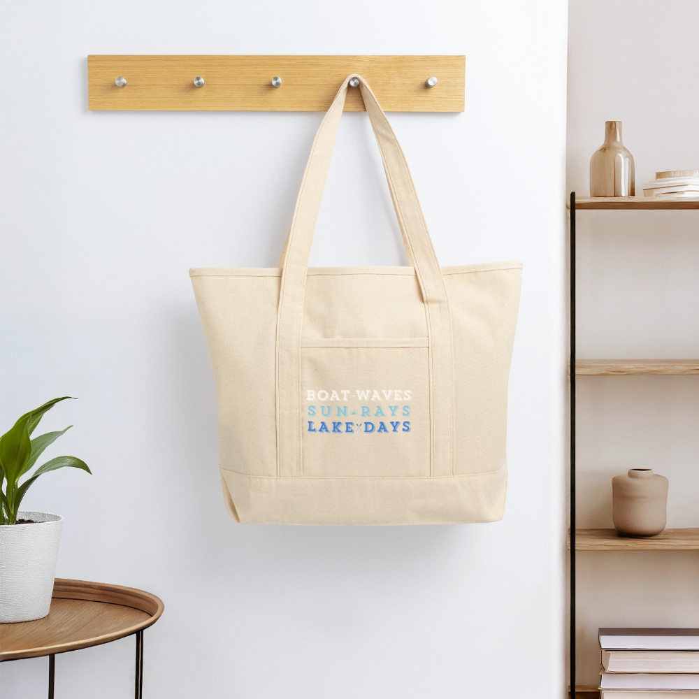 Boat Waves, Sun Rays, Lake Days Heavy Canvas Tote - natural
