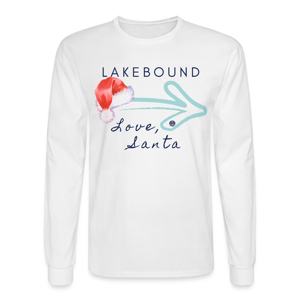Lakebound Santa Long Sleeve Lake Tee, - white