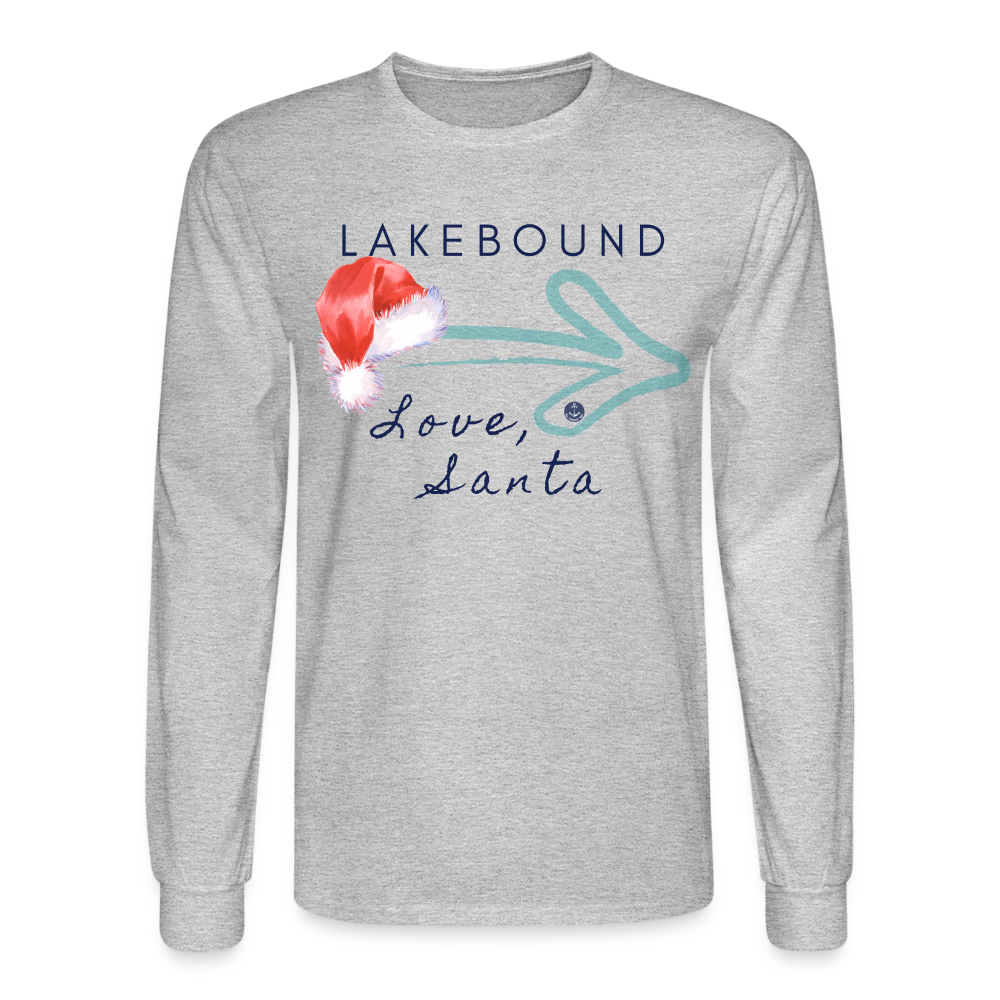Lakebound Santa Long Sleeve Lake Tee, - heather gray