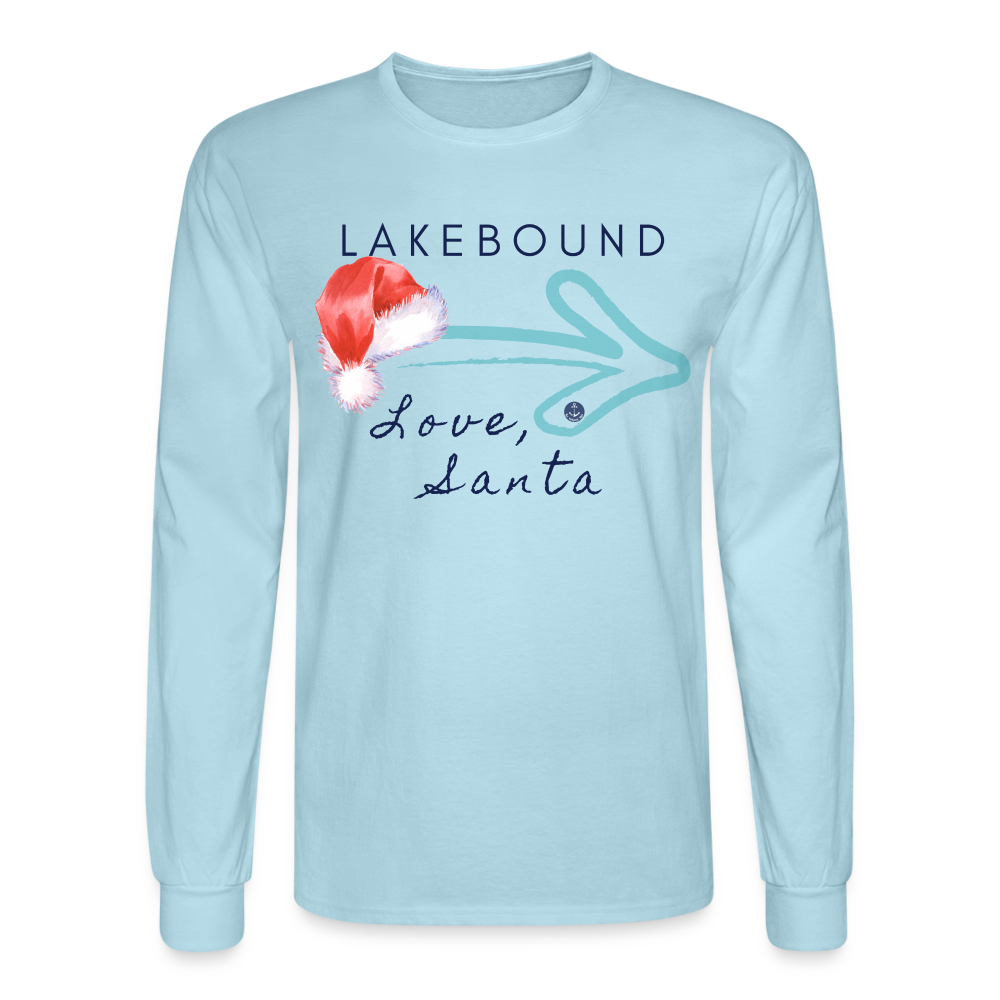 Lakebound Santa Long Sleeve Lake Tee, - powder blue