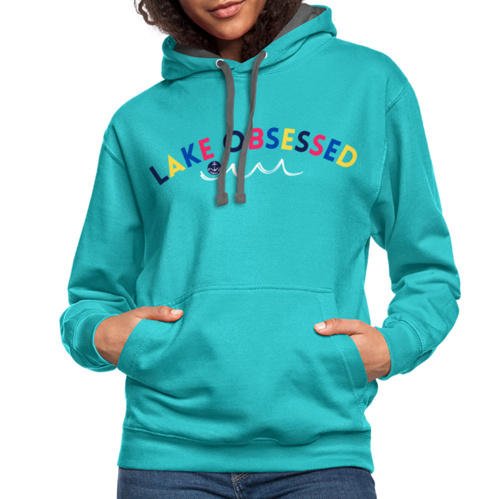 Lake Obsessed Contrast Hood Lake Hoodie - scuba blue/asphalt