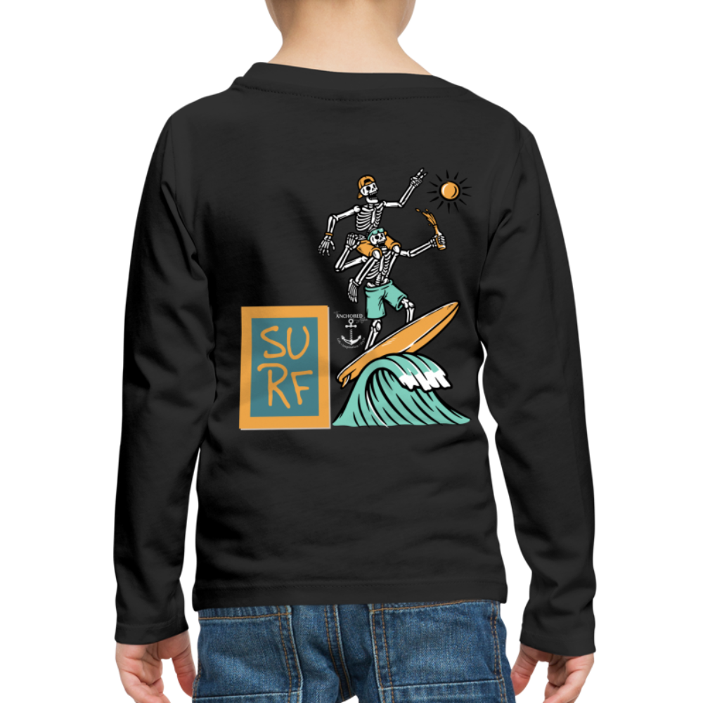 Surfing Fun Long Sleeve T-Shirt for Kids, Surfing Tee - black