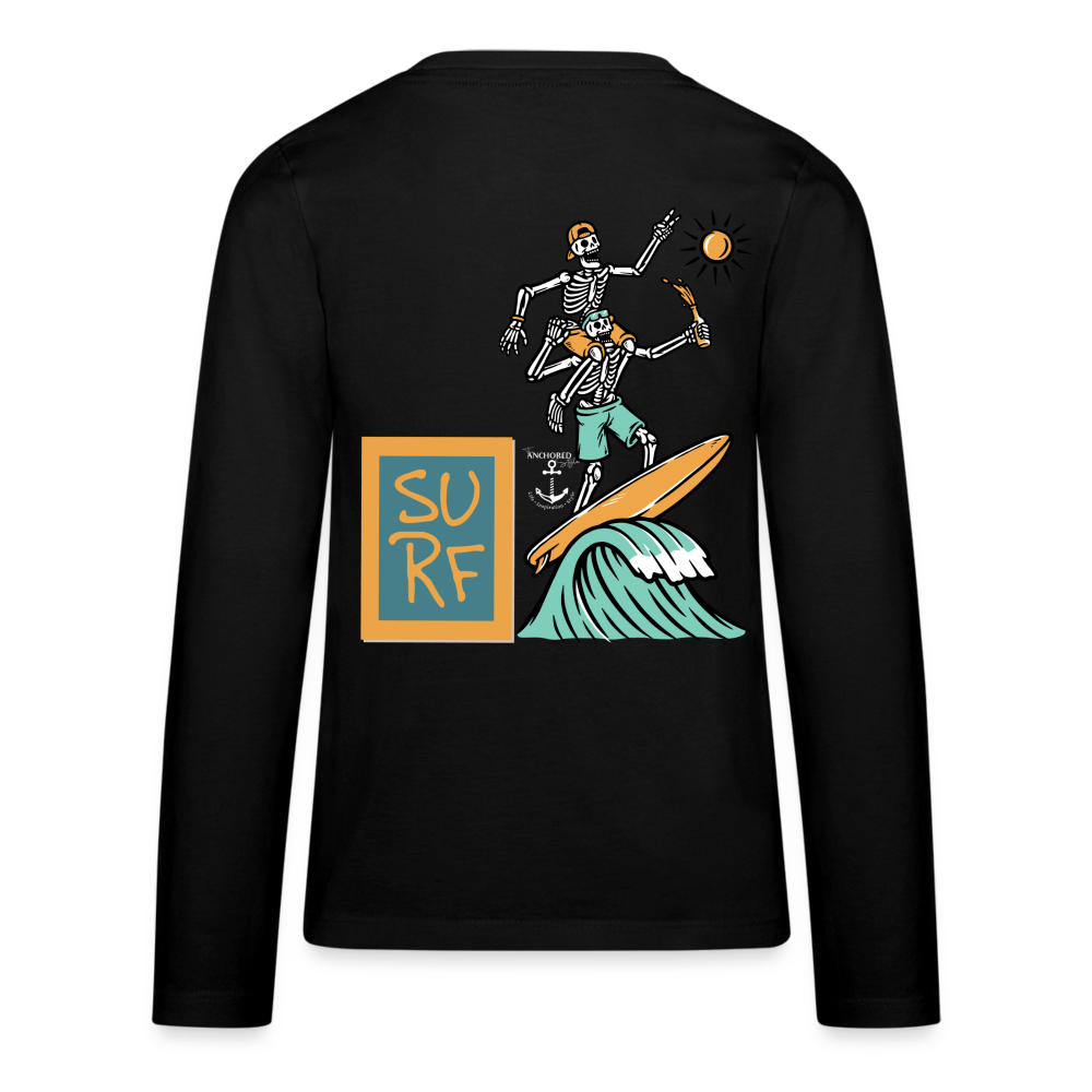 Surfing Fun Long Sleeve T-Shirt for Kids, Surfing Tee - black