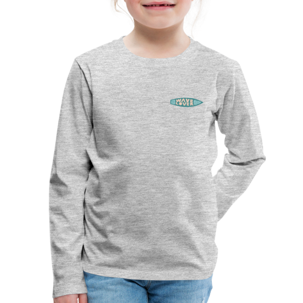 Surfing Fun Long Sleeve T-Shirt for Kids, Surfing Tee - heather gray
