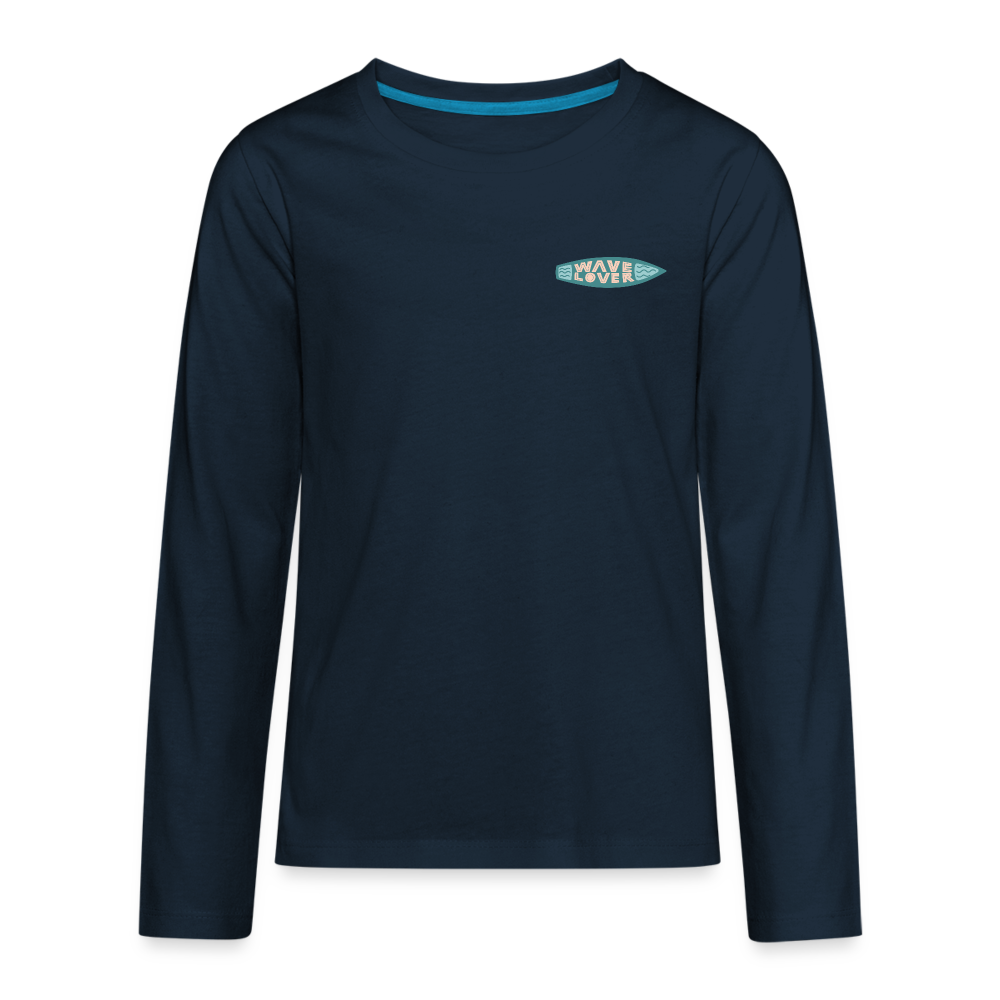 Surfing Fun Long Sleeve T-Shirt for Kids, Surfing Tee - deep navy