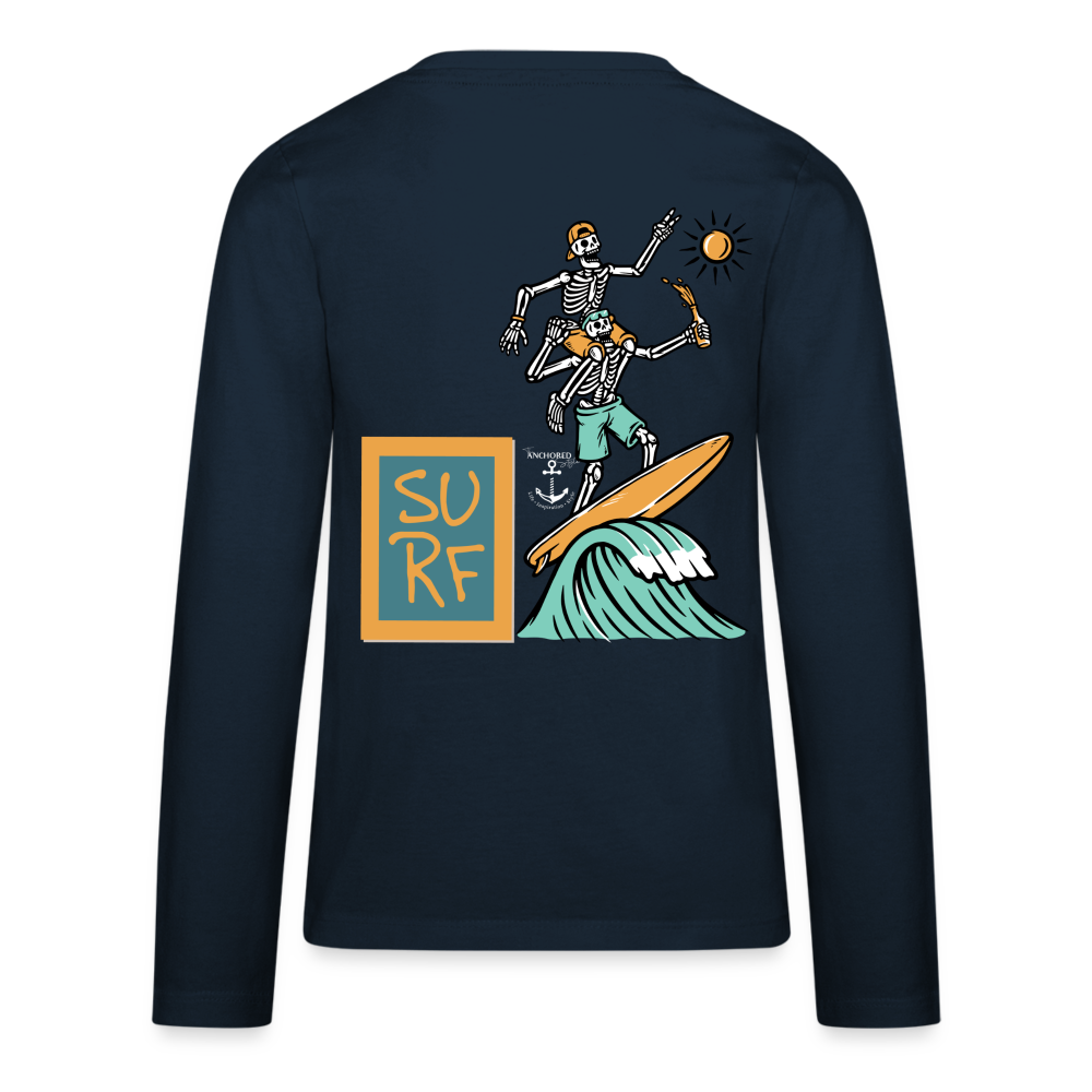 Surfing Fun Long Sleeve T-Shirt for Kids, Surfing Tee - deep navy