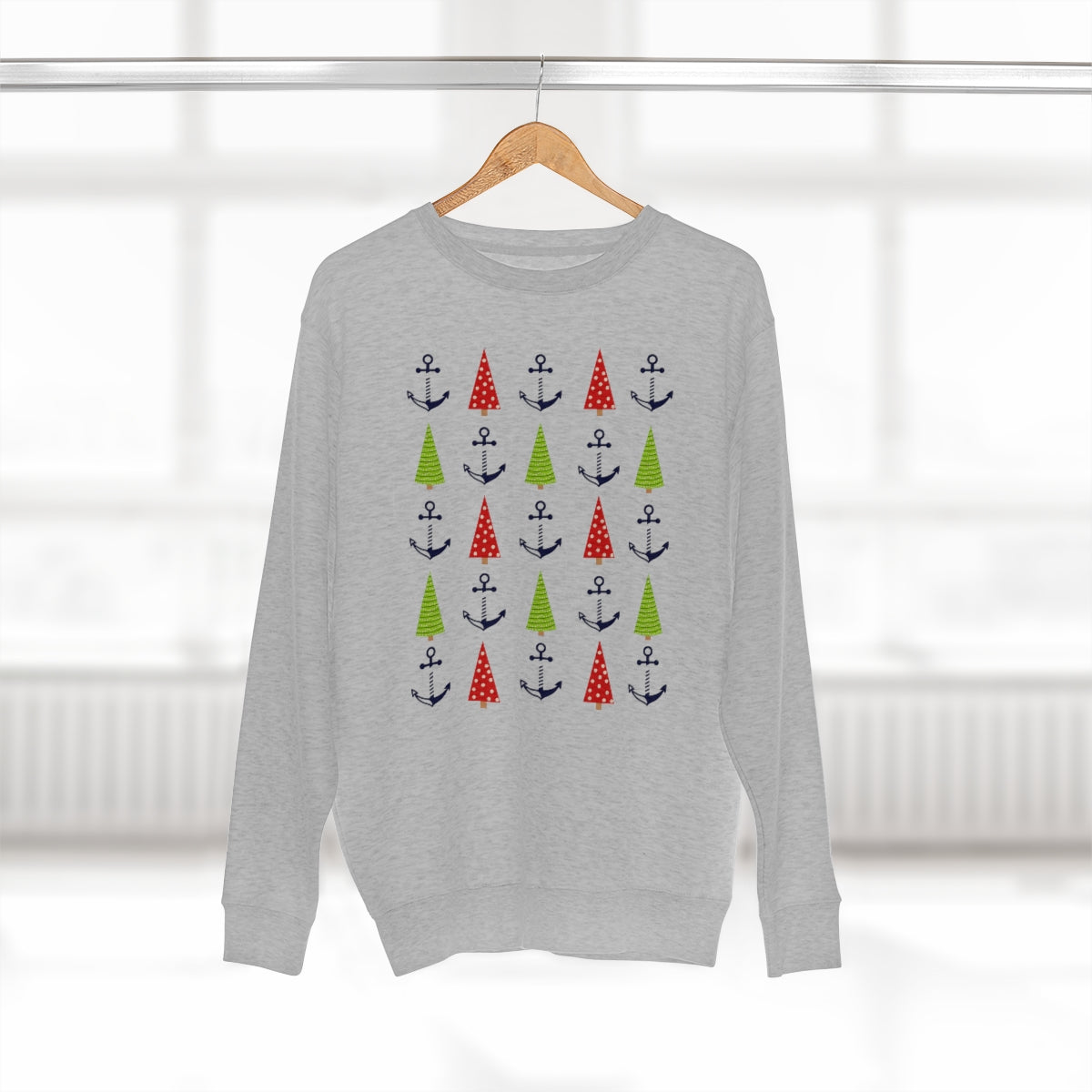 Christmas Trees & Anchors Premium Crewneck Lake Sweatshirt