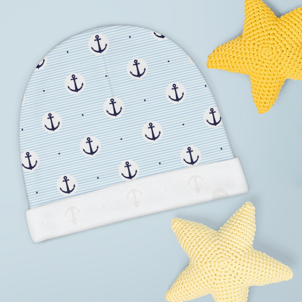 Lake Baby Beanie, Knit Cap with Anchor Design