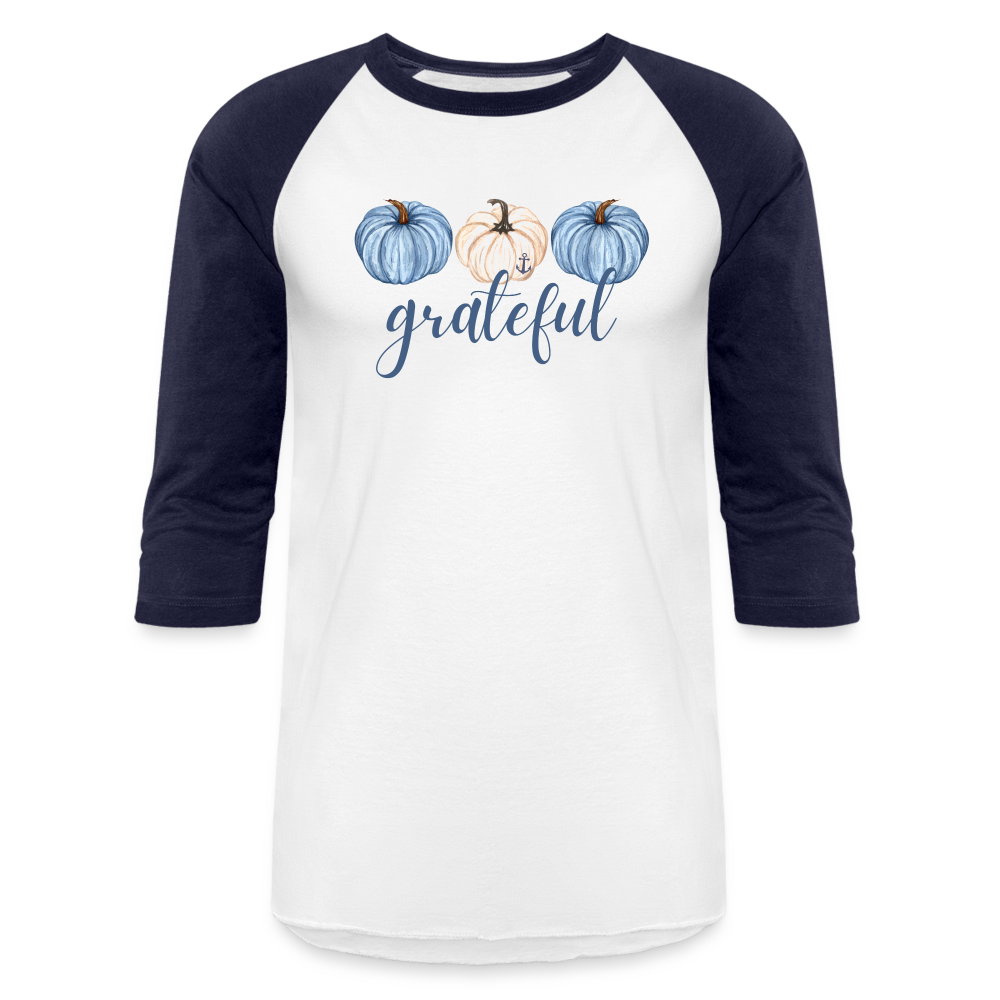 Grateful Fall Pumpkins Raglan Lake Tee - white/navy
