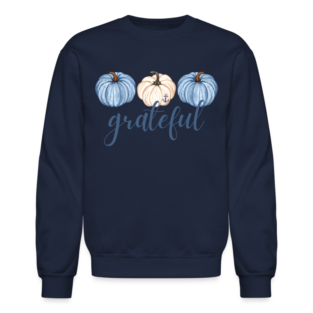 Grateful Fall Pumpkins Crewneck Lake Sweatshirt - navy