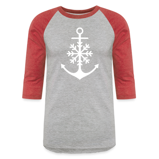 Anchor Snowflake Christmas Lake Tee - heather gray/red