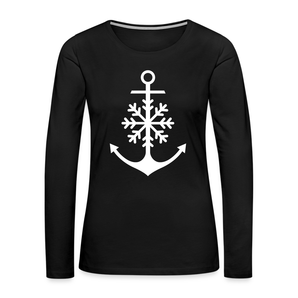 Anchor Snowflake Women's Long Sleeve Lake Tee - black