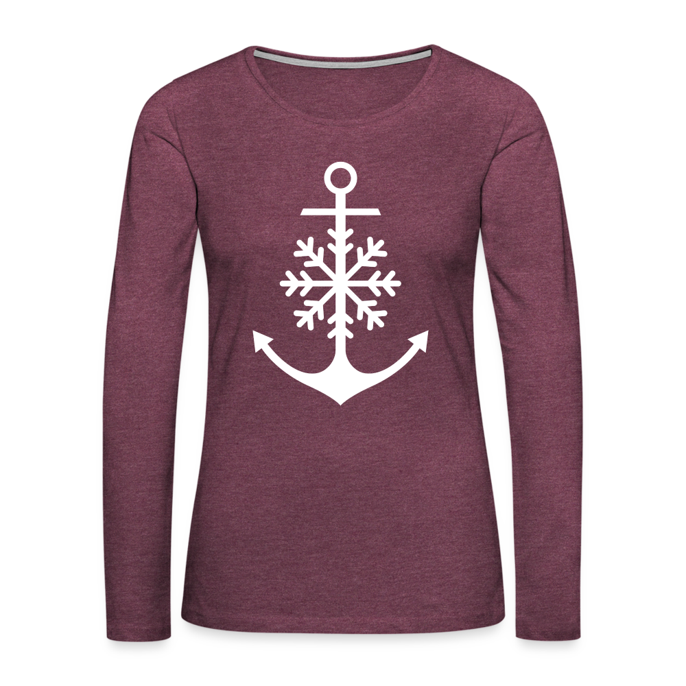 Anchor Snowflake Women's Long Sleeve Lake Tee - heather burgundy