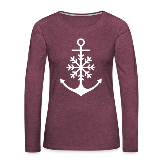 Anchor Snowflake Women's Long Sleeve Lake Tee - heather burgundy