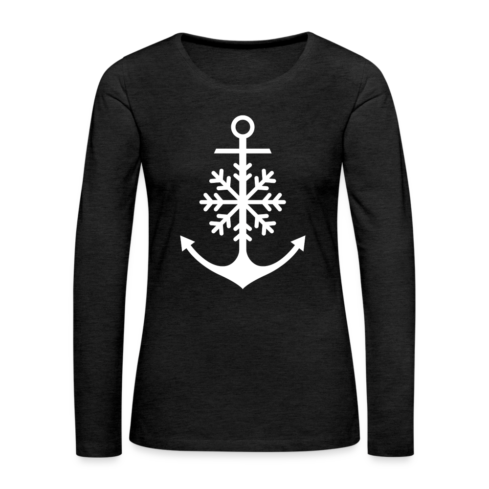 Anchor Snowflake Women's Long Sleeve Lake Tee - charcoal grey
