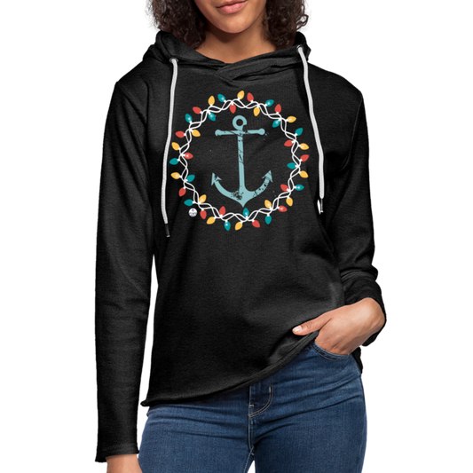 Christmas Wreath Hebrews 6:19 Lightweight Lake Hoodie - charcoal grey