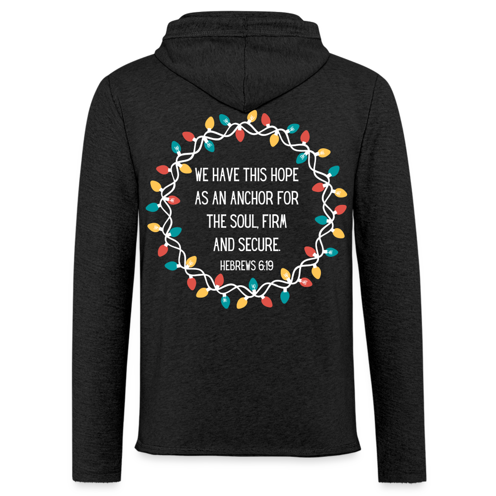 Christmas Wreath Hebrews 6:19 Lightweight Lake Hoodie - charcoal grey